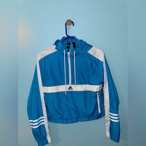 Womens ADIDAS crop pullover Windbreaker jacket